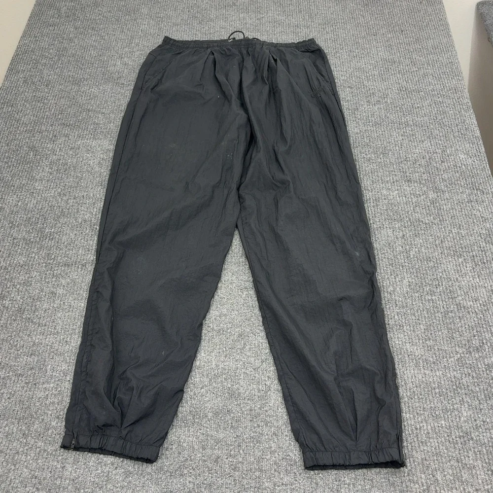 Nike Track Pants Mens L Black Nylon Embroidered Logo Zip Ankle Sportswear Street